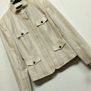 Isabella DeMarco Petite Size 2P Neutral Tones Striped Lightweight Fitted Jacket